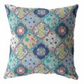 Palacedesigns 16 in. Trellis Indoor & Outdoor Throw Pillow Moss Green Blue & Peach PA3089594
